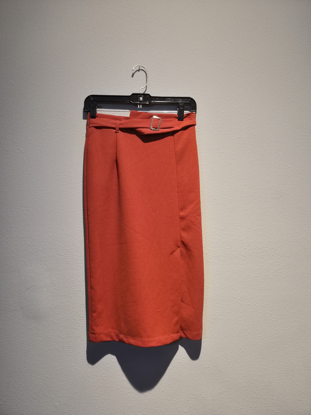 Classic Red Pencil Skirt with Belt